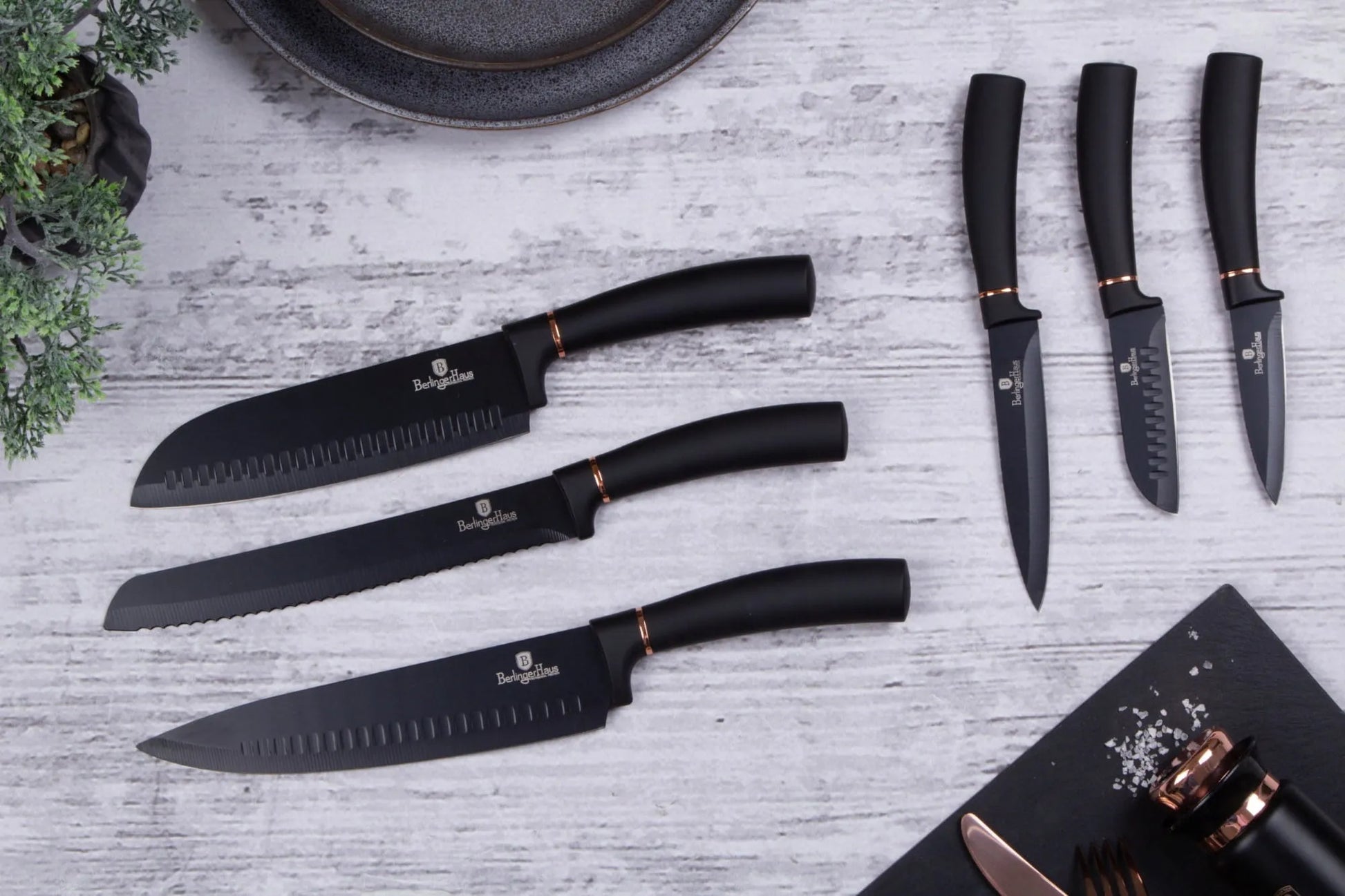 Berlinger Haus Black Rosegold 6 dalių peilių rinkinys BH-2337