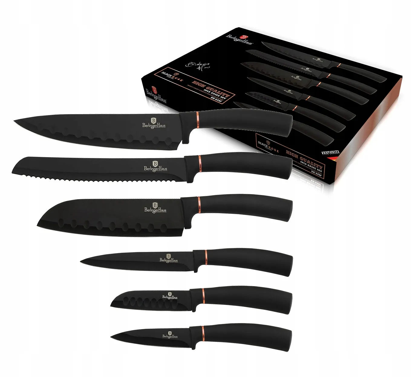 Berlinger Haus Black Rosegold 6 dalių peilių rinkinys BH-2337