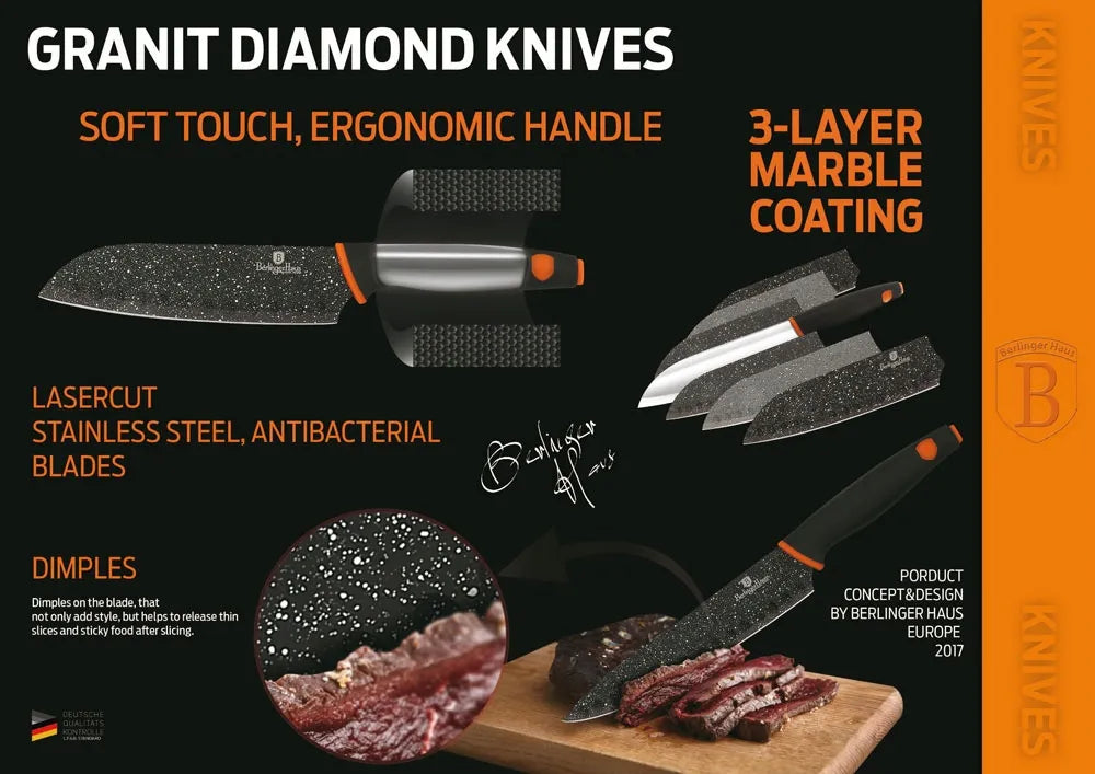 Berlinger Haus Granit Diamond BH-2111 6 dalių peilių rinkinys