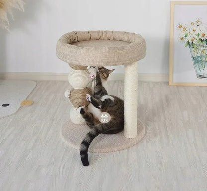 „BestHurt“ kačių draskyklė su guoliu ir sizalio virve, 45 cm, smėlio spalvos
