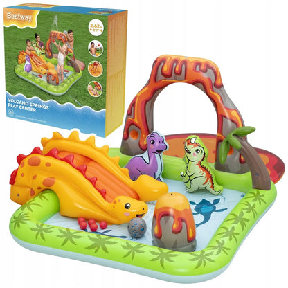 Bestway 53172 pripučiamas vandens žaidimų centras su dinozaurais ir ugnikalniu