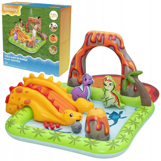 Bestway 53172 pripučiamas vandens žaidimų centras su dinozaurais ir ugnikalniu