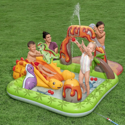 Bestway 53172 pripučiamas vandens žaidimų centras su dinozaurais ir ugnikalniu