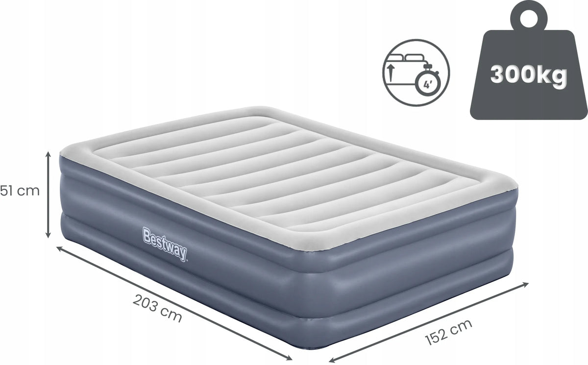 „Bestway“ dvivietis pripučiamas čiužinys 200 × 150 cm su elektrine pompa