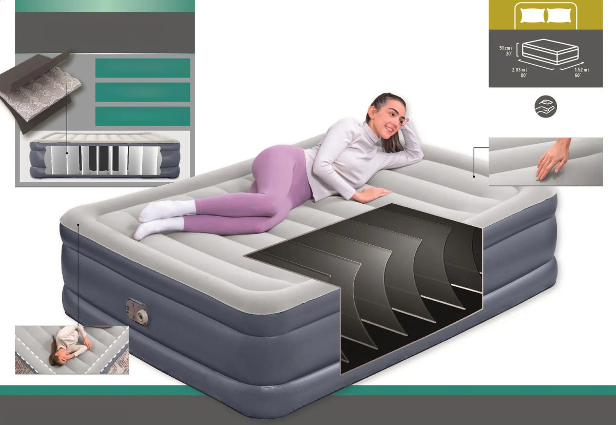 „Bestway“ dvivietis pripučiamas čiužinys 200 × 150 cm su elektrine pompa