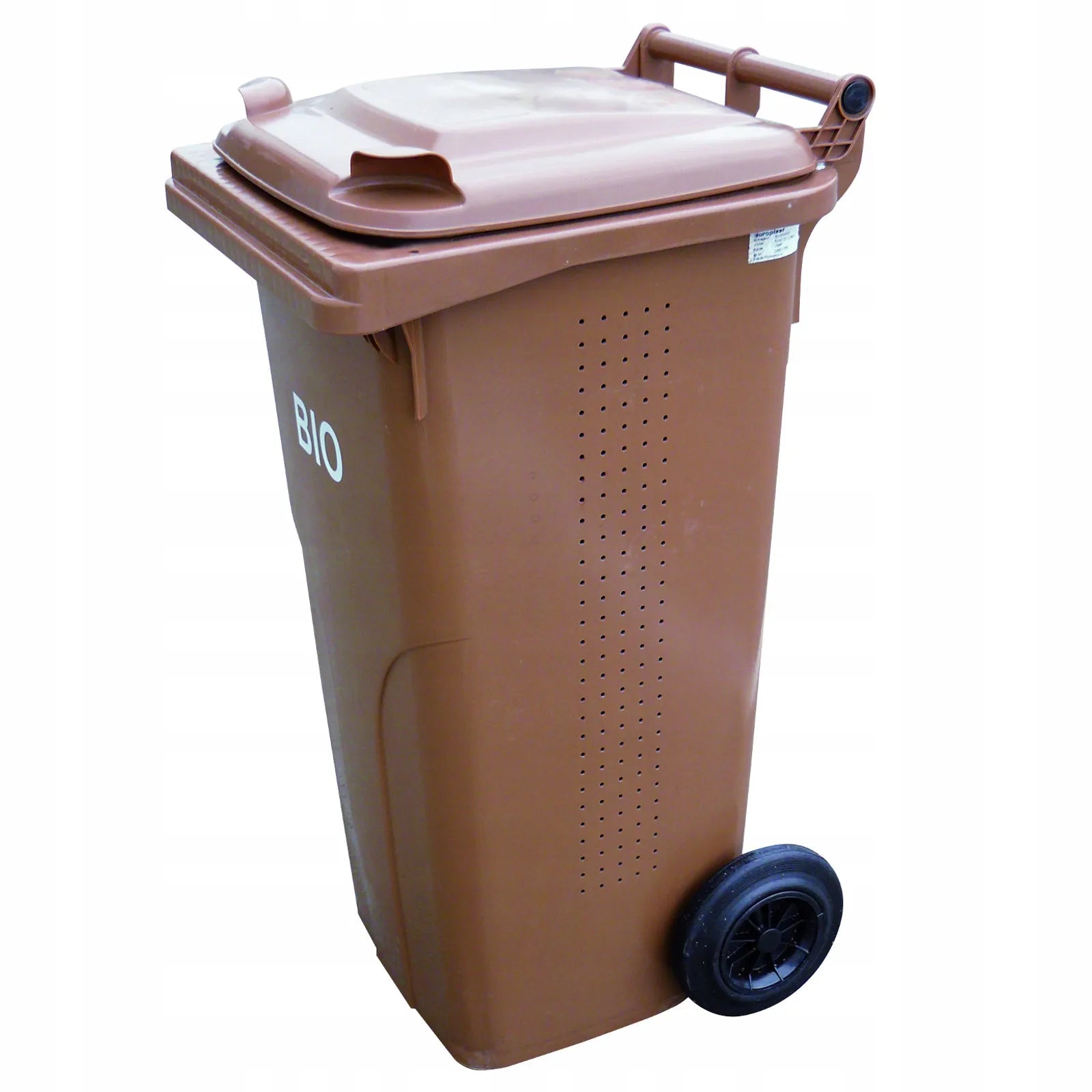 BIO atliekų konteineris su dvigubu dugnu, 240 l, rudas, BIO + grotelės