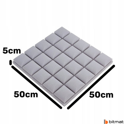Bitmat akustinė plokštė iškilais kvadratėliais, šviesiai pilka