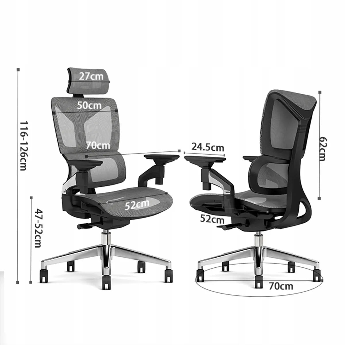 Biuro kėdė Spacetronik Hilde, pasukama, ergonomiška, su reguliavimu, iki 130 kg