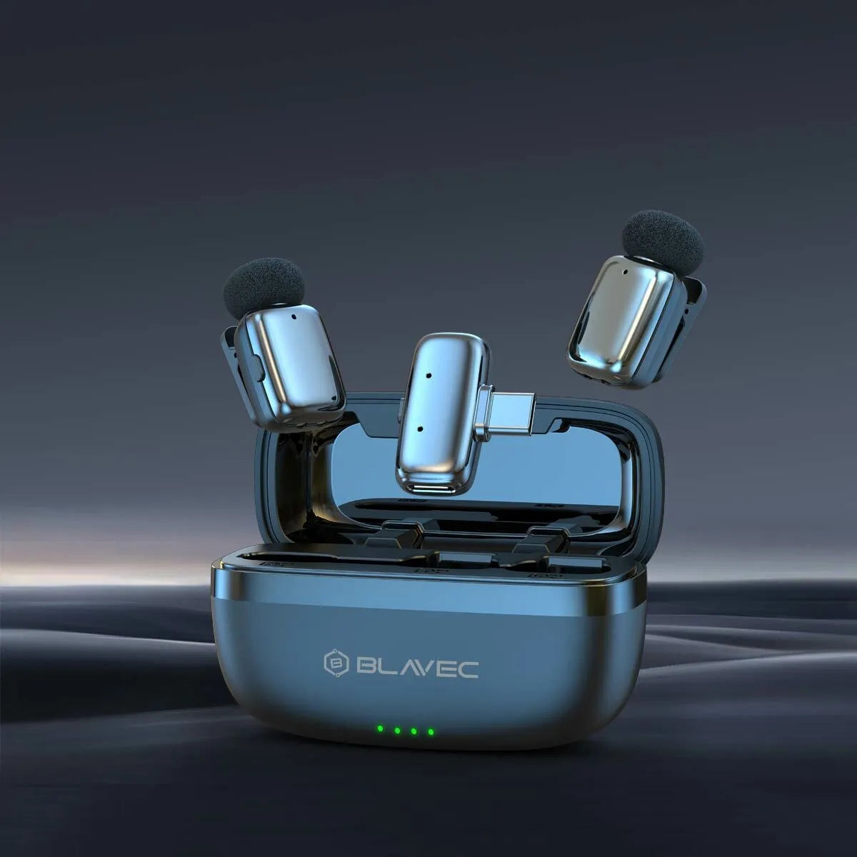 Blavec MK-03 belaidžių atlapo mikrofonų rinkinys su USB-C imtuvu ir krovimo dėklu