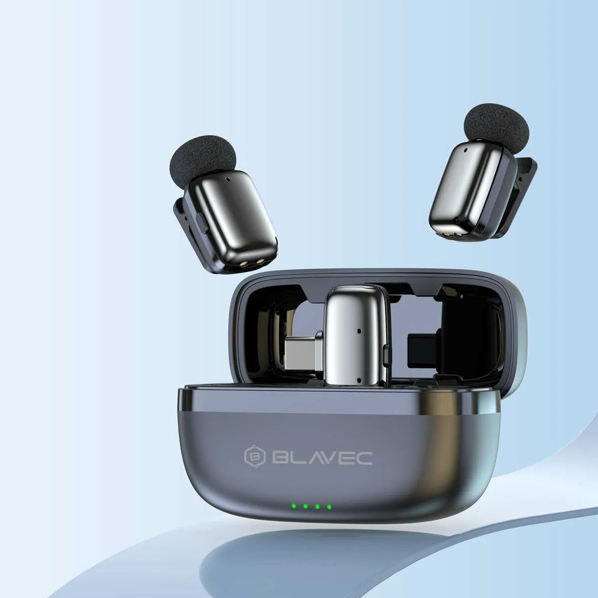 Blavec MK-03 belaidžių atlapo mikrofonų rinkinys su USB-C imtuvu ir krovimo dėklu