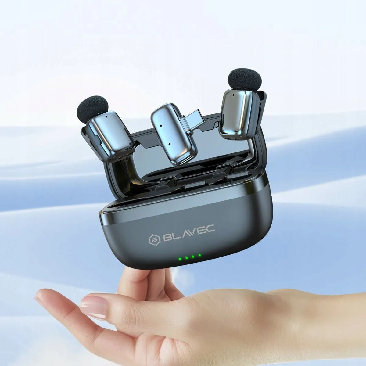 Blavec MK-03 belaidžių atlapo mikrofonų rinkinys su USB-C imtuvu ir krovimo dėklu