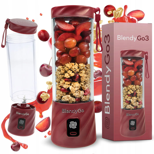 BlendyGo 3 belaidis nešiojamasis trintuvas, USB, 550 ml, burgundiškas