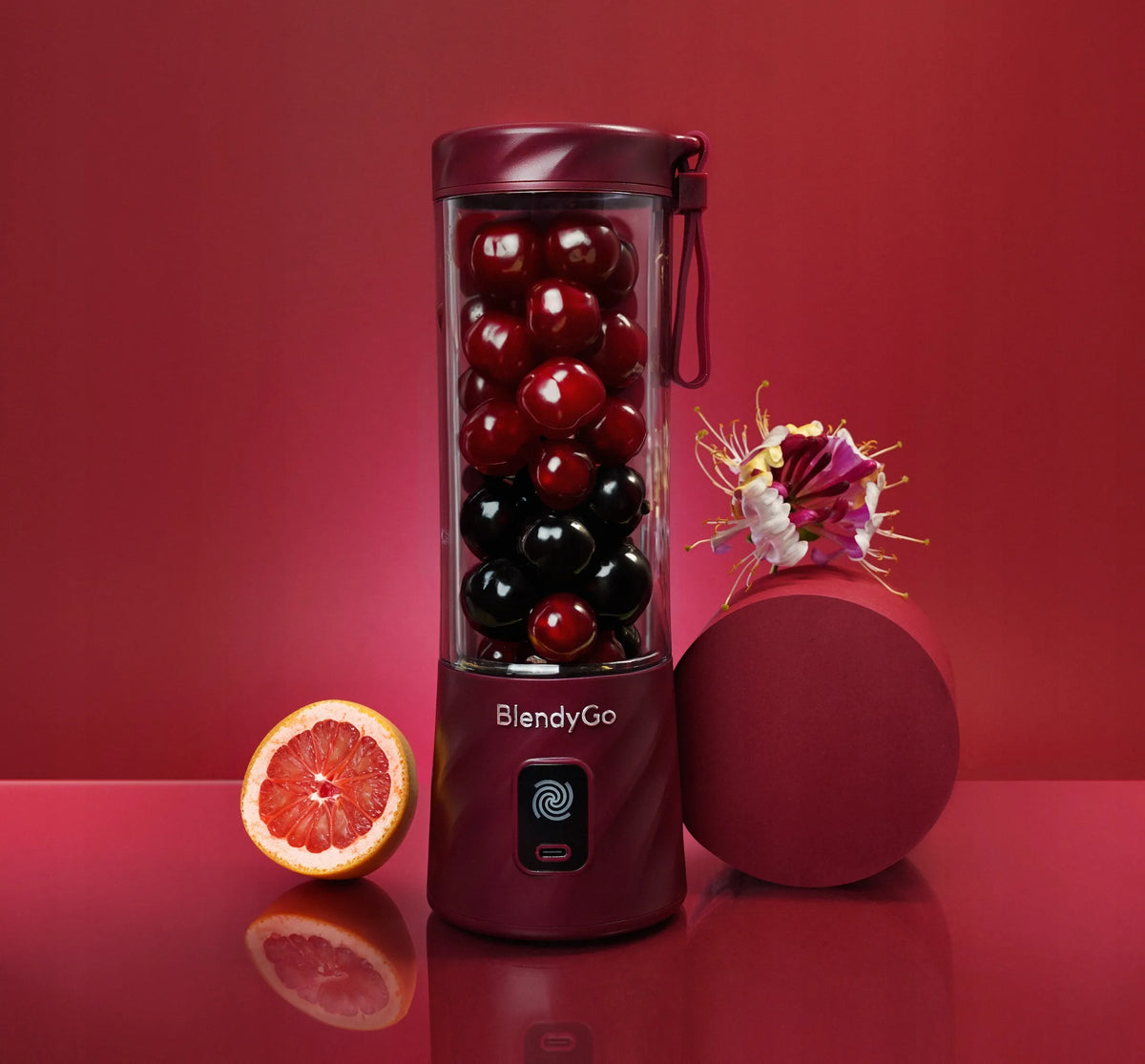 BlendyGo 3 belaidis nešiojamasis trintuvas, USB, 550 ml, burgundiškas