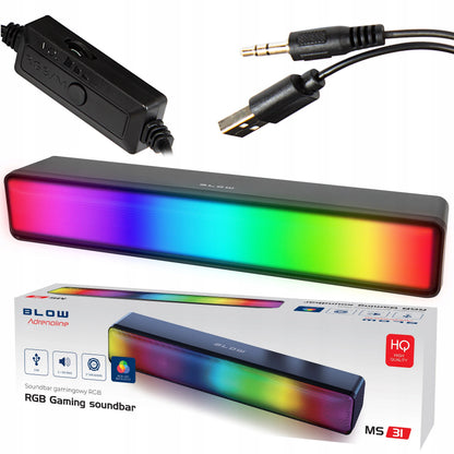BLOW 2.0 žaidimų garso kolonėlė „Soundbar“ su LED RGB apšvietimu, USB 5 V