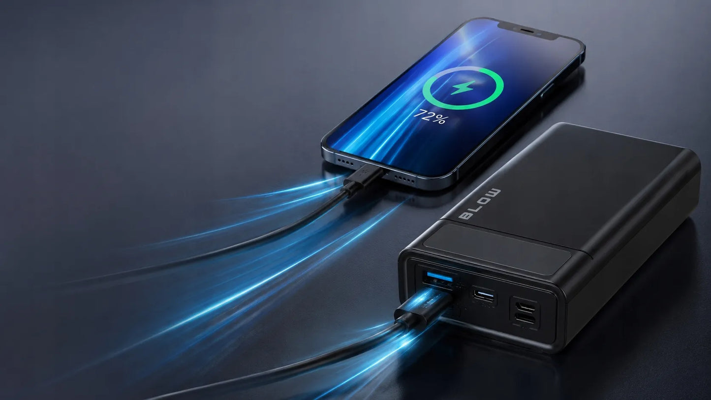 BLOW 20000 mAh 22,5W „Power Bank“, QC, PD, USB-C, greitas ir talpus