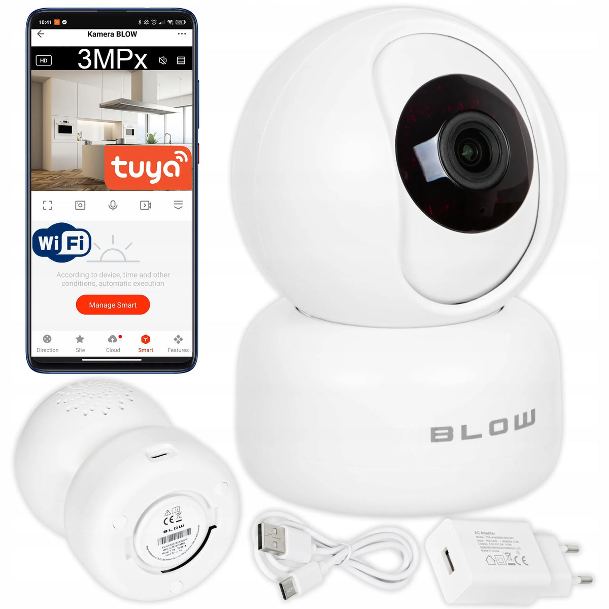BLOW 3 MP HD sukiojama „WiFi“ IP kamera „Tuya Smart PTZ“ – vidaus kamera ir elektroninė auklė