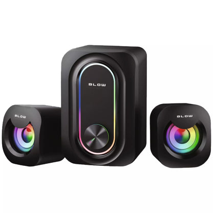 BLOW Adrealine 66-399# žaidimų kompiuterio garsiakalbių rinkinys 2.1, RGB LED, 2 × 3 W + 5 W žemųjų dažnių garsiakalbis