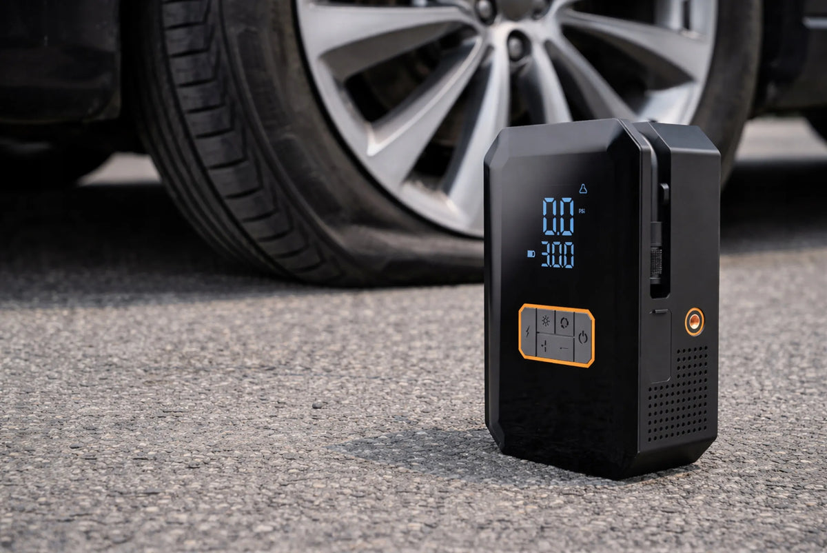 BLOW AP04 kompresorius ir jump starteris, 700 A, 16 000 mAh, 10,3 bar, automobiliui ir dviračiui