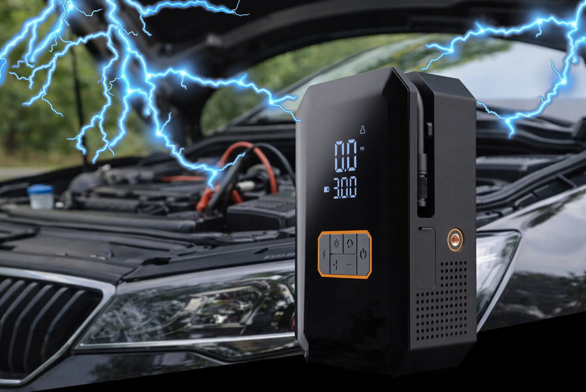 BLOW AP04 kompresorius ir jump starteris, 700 A, 16 000 mAh, 10,3 bar, automobiliui ir dviračiui