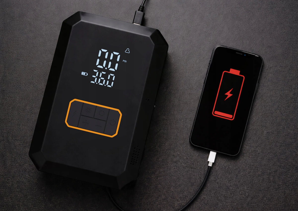 BLOW AP04 kompresorius ir jump starteris, 700 A, 16 000 mAh, 10,3 bar, automobiliui ir dviračiui