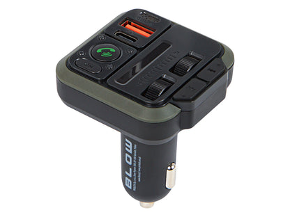 BLOW automobilinis „Bluetooth 5.3“ FM siųstuvas su RGB apšvietimu, „QC 3.0“ ir USB-C PD 20 W įkrovikliu