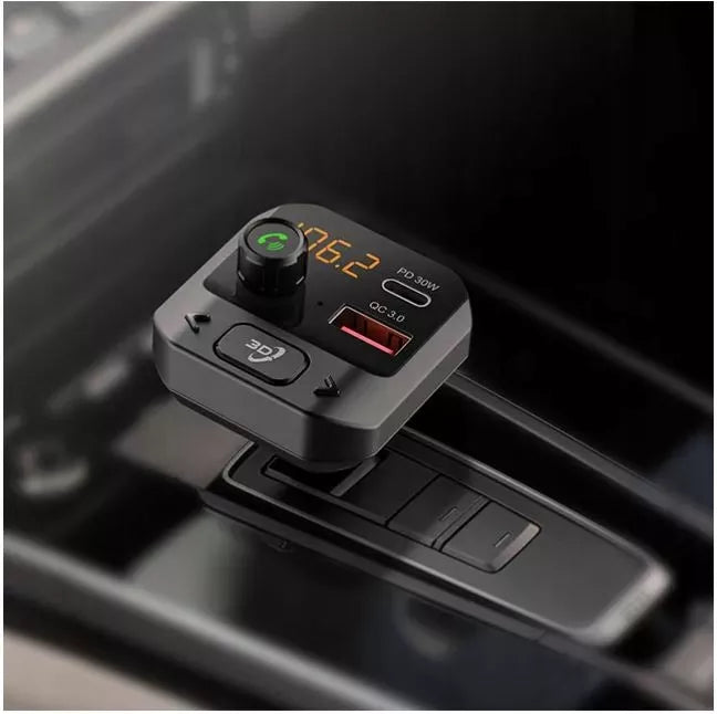 BLOW automobilinis „Bluetooth“ FM siųstuvas su įkrovikliu, USB-C PD 30 W, QC3.0, USB ir „microSD“