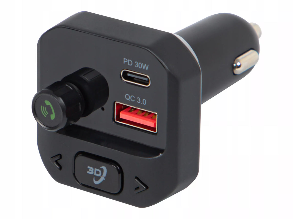 BLOW automobilinis „Bluetooth“ FM siųstuvas su įkrovikliu, USB-C PD 30 W, QC3.0, USB ir „microSD“