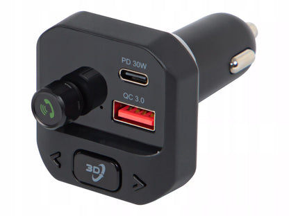 BLOW automobilinis „Bluetooth“ FM siųstuvas su įkrovikliu, USB-C PD 30 W, QC3.0, USB ir „microSD“