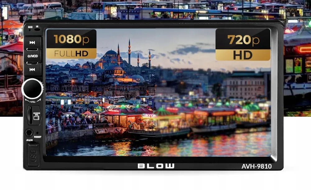 BLOW AVH-9810 2-DIN automobilinis grotuvas su „Bluetooth“, 7 colių jutikliniu ekranu, RDS, USB, AUX, 4 × 50 W ir nuotolinio valdymo pulteliu