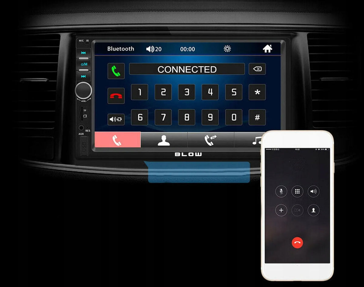 BLOW AVH-9810 2-DIN automobilinis grotuvas su „Bluetooth“, 7 colių jutikliniu ekranu, RDS, USB, AUX, 4 × 50 W ir nuotolinio valdymo pulteliu