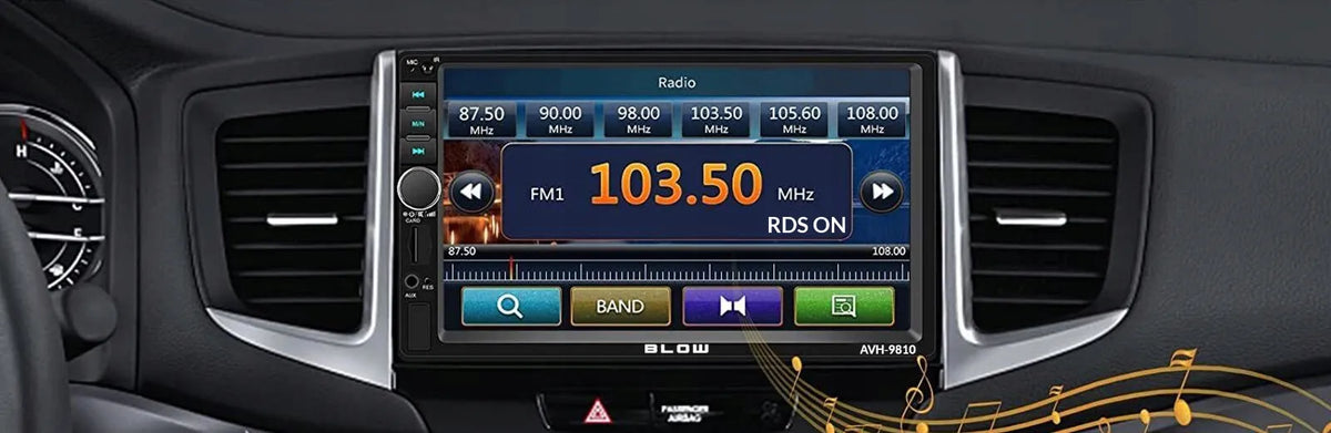 BLOW AVH-9810 2-DIN automobilinis grotuvas su „Bluetooth“, 7 colių jutikliniu ekranu, RDS, USB, AUX, 4 × 50 W ir nuotolinio valdymo pulteliu