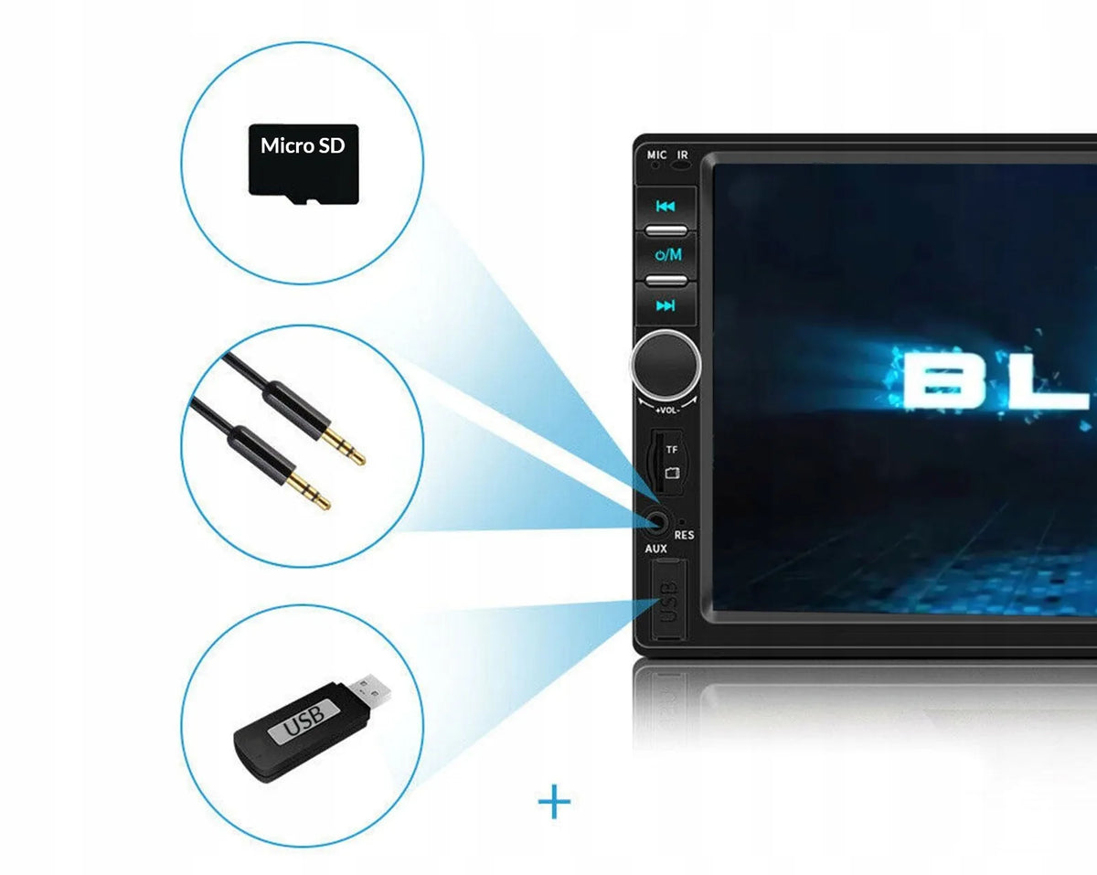 BLOW AVH-9810 2-DIN automobilinis grotuvas su „Bluetooth“, 7 colių jutikliniu ekranu, RDS, USB, AUX, 4 × 50 W ir nuotolinio valdymo pulteliu