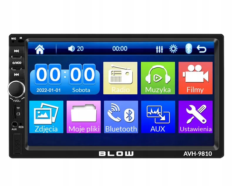 BLOW AVH-9810 2-DIN automobilinis grotuvas su „Bluetooth“, 7 colių jutikliniu ekranu, RDS, USB, AUX, 4 × 50 W ir nuotolinio valdymo pulteliu