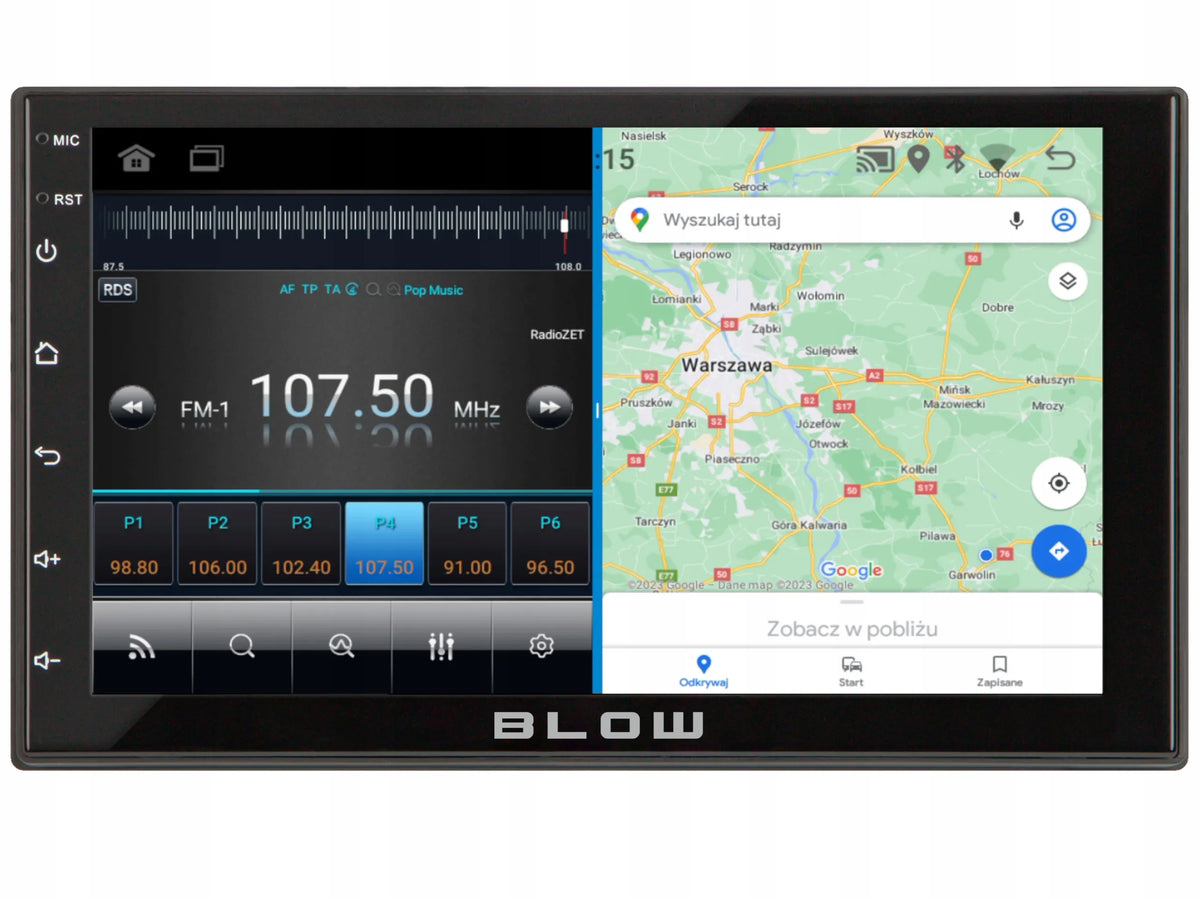BLOW AVH-9930 2-DIN automobilinis radijas su „Android 12“, „Bluetooth“, „CarPlay“, „Android Auto“ ir „Mirror Link“, 7 colių