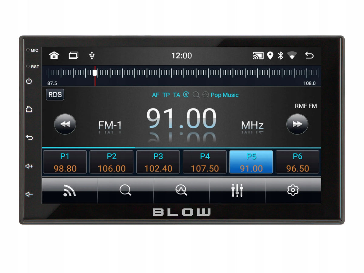 BLOW AVH-9930 2-DIN automobilinis radijas su „Android 12“, „Bluetooth“, „CarPlay“, „Android Auto“ ir „Mirror Link“, 7 colių