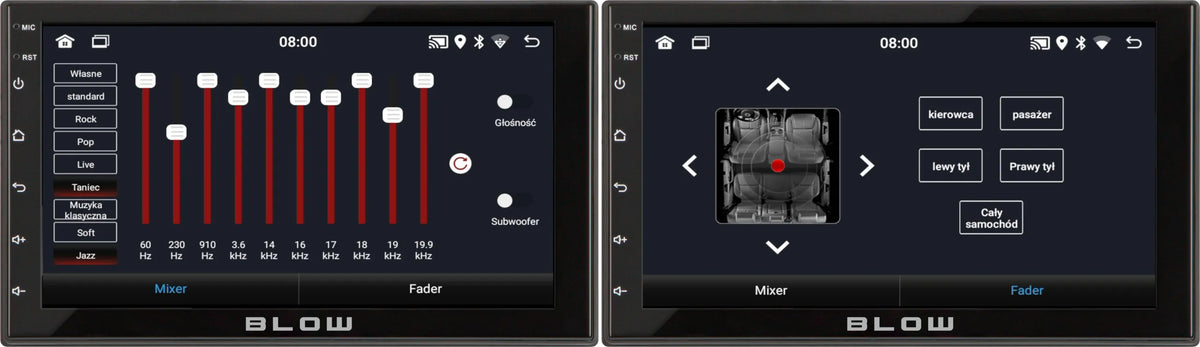 BLOW AVH-9930 2-DIN automobilinis radijas su „Android 12“, „Bluetooth“, „CarPlay“, „Android Auto“ ir „Mirror Link“, 7 colių