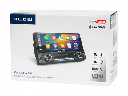 BLOW AVH686B 2-DIN automobilinis grotuvas su 6,86 colio jutikliniu ekranu, USB, „Bluetooth“, CarPlay ir Android Auto
