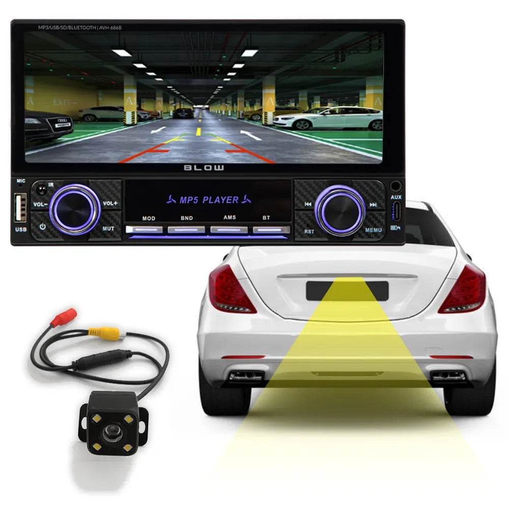 BLOW AVH686B 2-DIN automobilinis grotuvas su 6,86 colio jutikliniu ekranu, USB, „Bluetooth“, CarPlay ir Android Auto