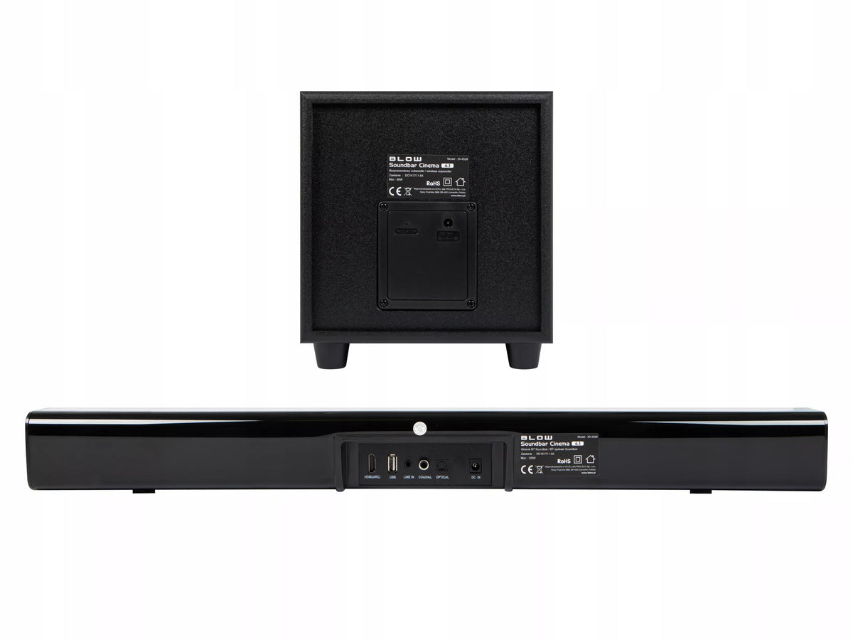 BLOW CINEMA 4.1 garso juosta su „Bluetooth“, USB, HDMI ir žemųjų dažnių kolonėle, 120 W, juoda