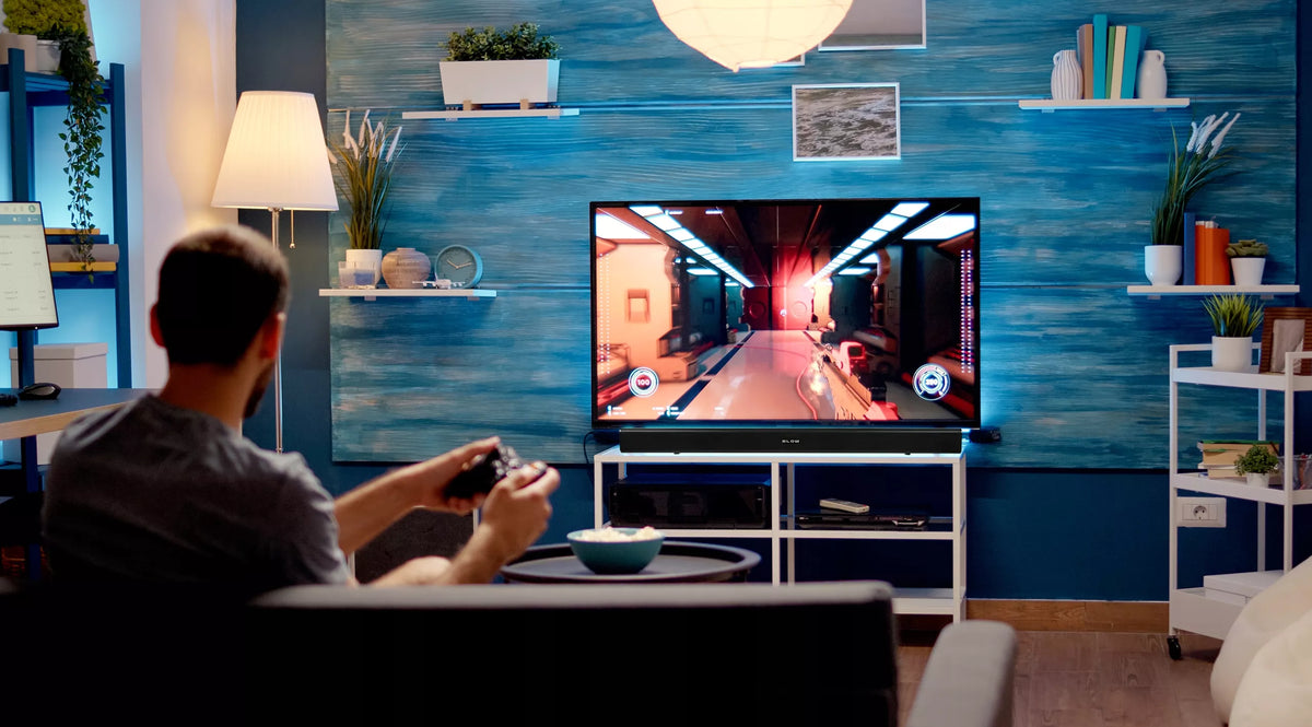 BLOW CINEMA 4.1 garso juosta su „Bluetooth“, USB, HDMI ir žemųjų dažnių kolonėle, 120 W, juoda