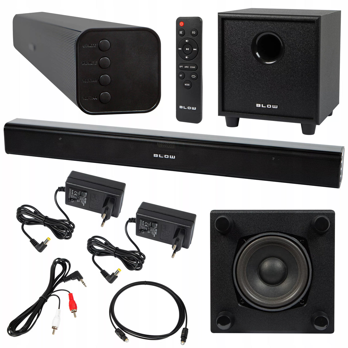 BLOW CINEMA 4.1 garso juosta su „Bluetooth“, USB, HDMI ir žemųjų dažnių kolonėle, 120 W, juoda