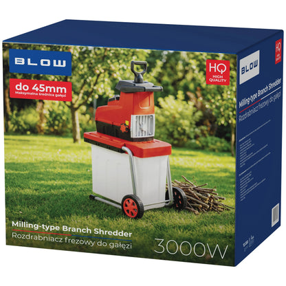 BLOW elektrinis šakų smulkintuvas, 3000 W, 45 mm, frezinis mechanizmas