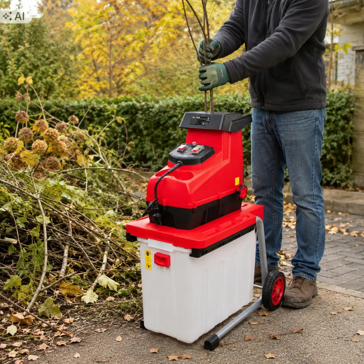 BLOW elektrinis šakų smulkintuvas, 3000 W, 45 mm, frezinis mechanizmas