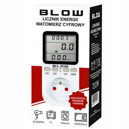 „BLOW“ elektroninis vatmetras, elektros energijos sąnaudų matuoklis ir skaitiklis, voltmetras, 16 A