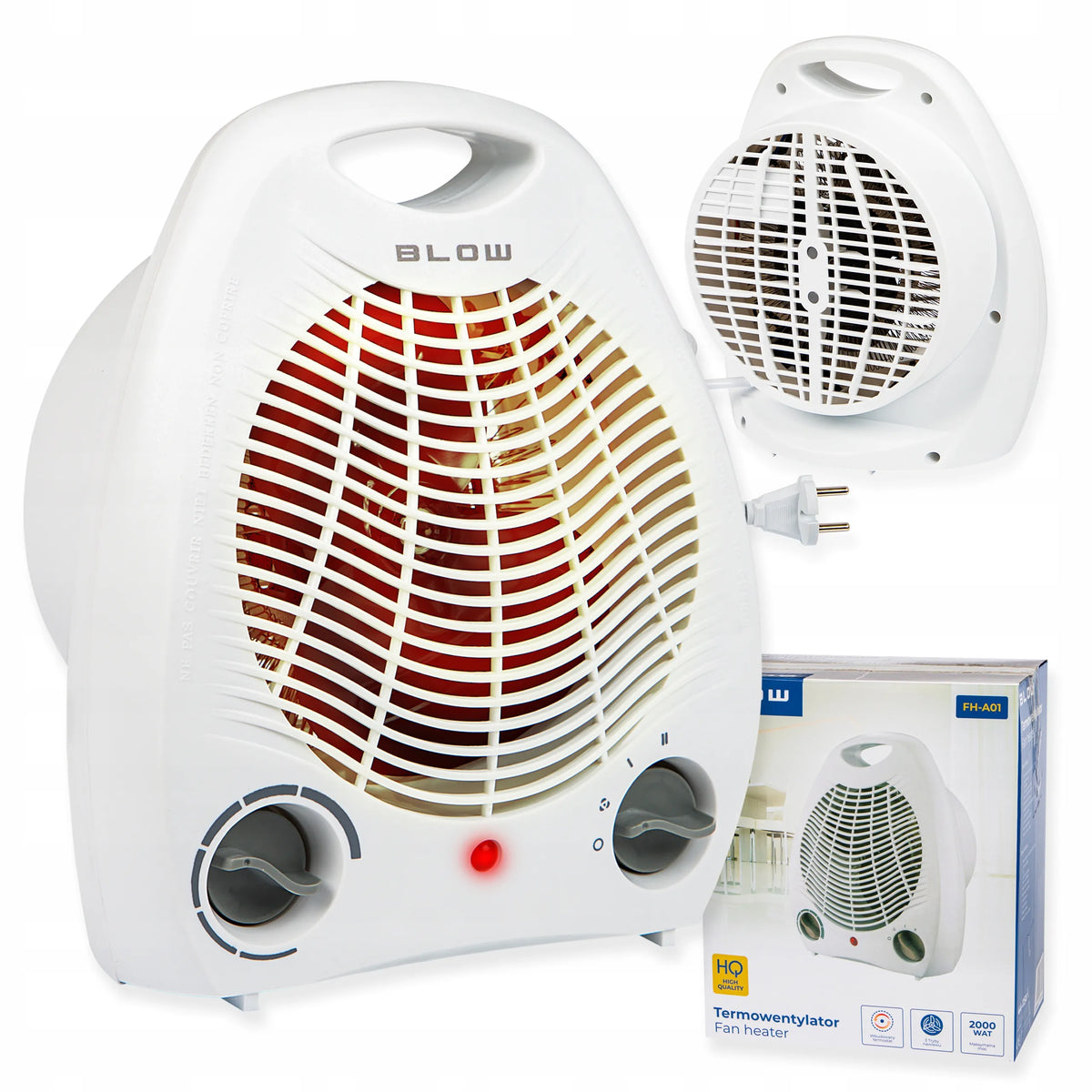 BLOW FH-A01 elektrinis termoventiliatorius, 2000 W, su termostatu