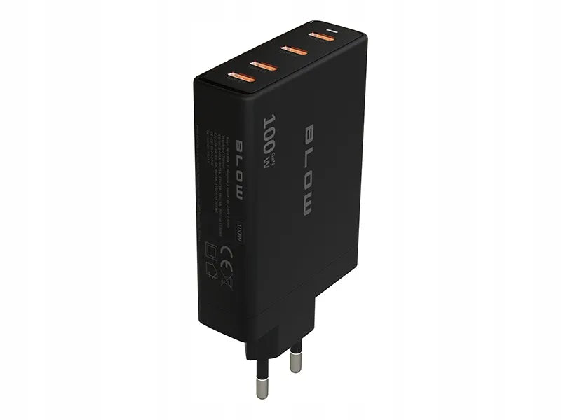 BLOW greitasis tinklo įkroviklis, 4 × USB-C, QC, PD, 100 W, GaN