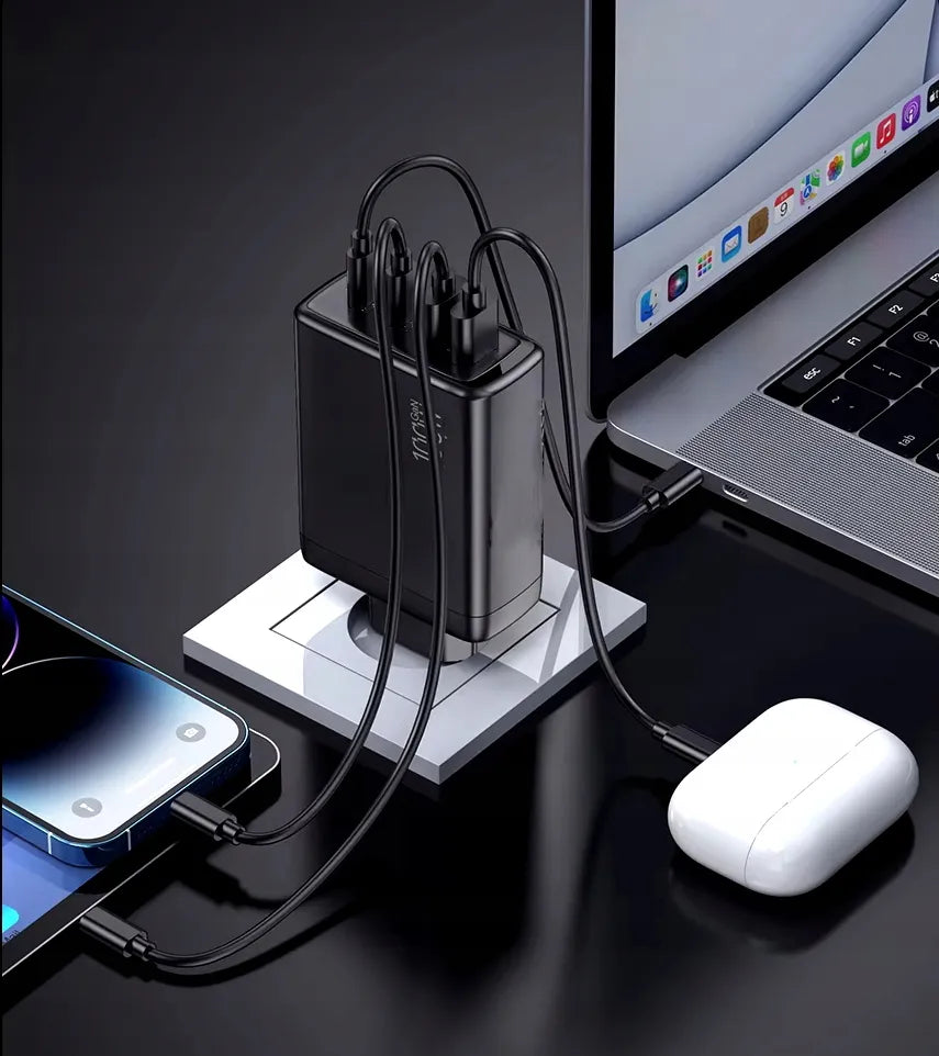 BLOW greitasis tinklo įkroviklis, 4 × USB-C, QC, PD, 100 W, GaN