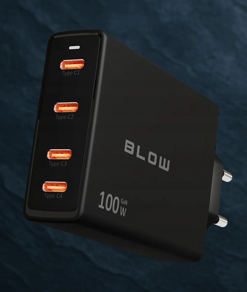 BLOW greitasis tinklo įkroviklis, 4 × USB-C, QC, PD, 100 W, GaN