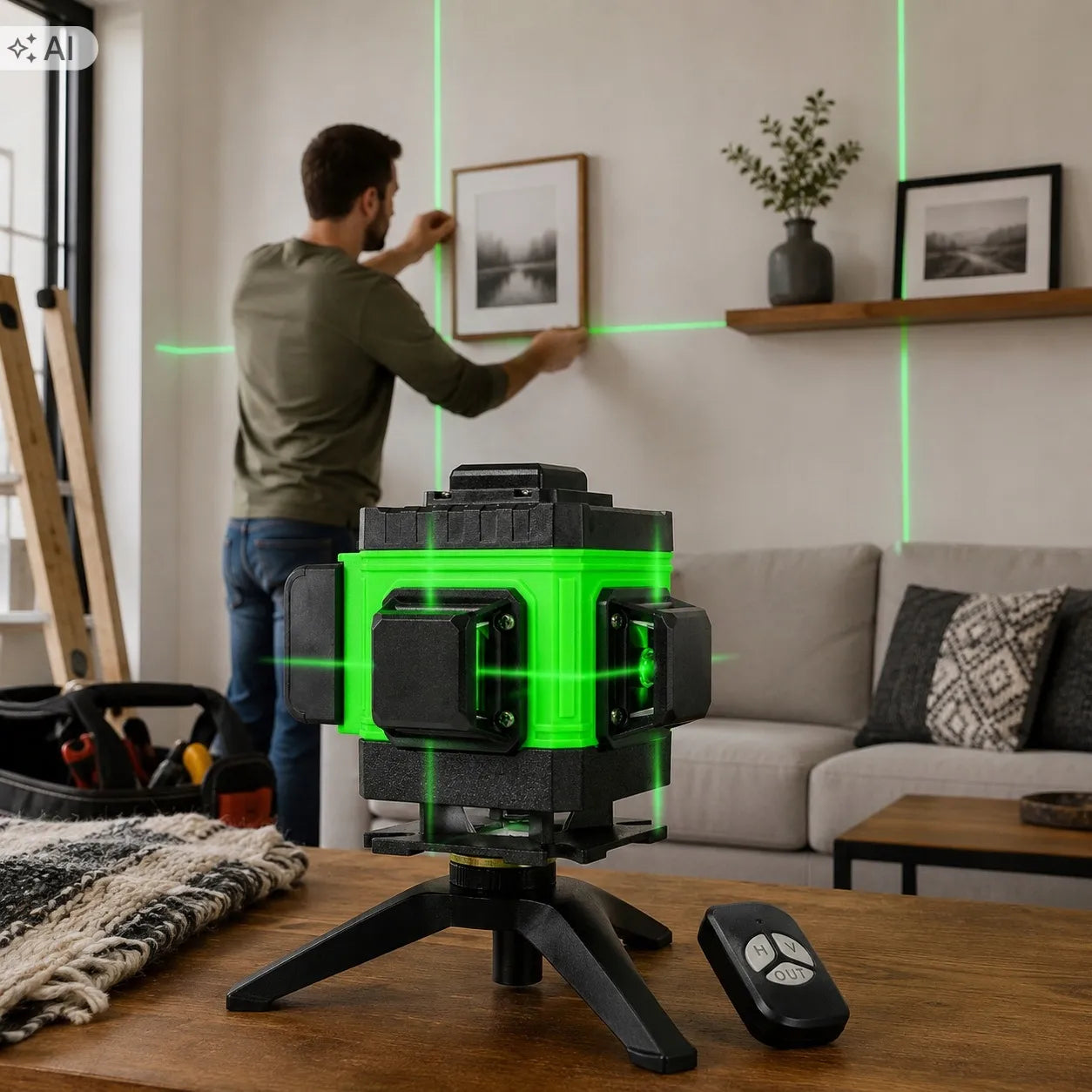 BLOW GT-C1 3D lazerinis nivelyras 360°, kryžminis žalias lazeris, 12 linijų