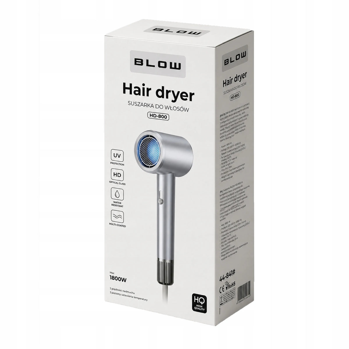BLOW HD-800 plaukų džiovintuvas, 1800 W, šalto oro srautas, turbo režimas, lengvas ir kompaktiškas